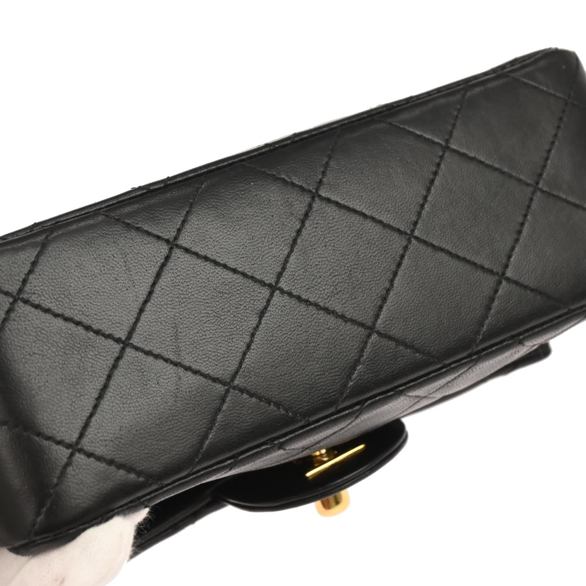 Chanel 1989-1991 Black Lambskin Mini Classic Square Flap Shoulder Bag 17