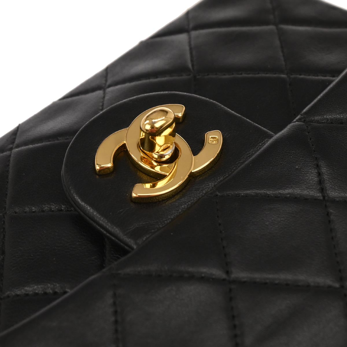 Chanel 1989-1991 Black Lambskin Mini Classic Square Flap Shoulder Bag 17