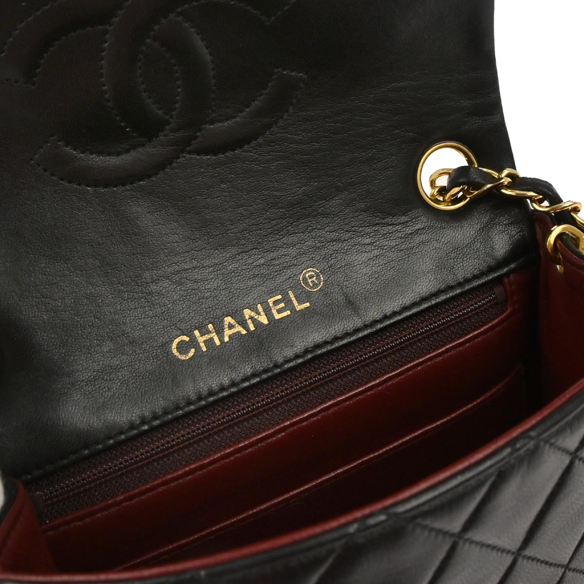 Chanel 1989-1991 Black Lambskin Mini Classic Square Flap Shoulder Bag 17