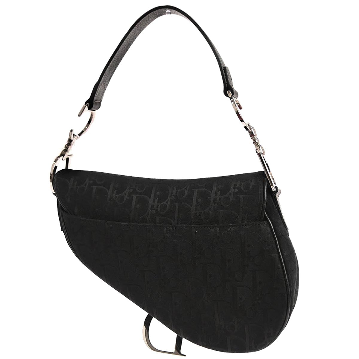 Christian Dior Black Trotter Floral Saddle Handbag