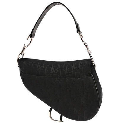 Christian Dior Black Trotter Floral Saddle Handbag