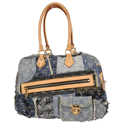 Louis Vuitton 2007 Blue Monogram Denim Patchwork Bowly Handbag M95376