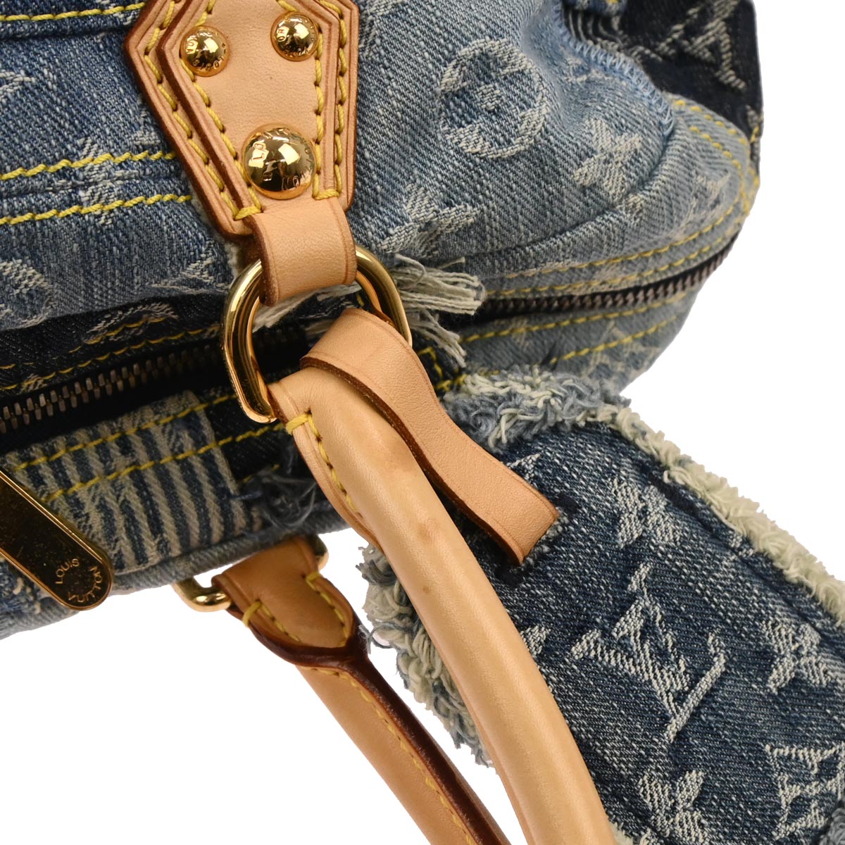 Louis Vuitton 2007 Blue Monogram Denim Patchwork Bowly Handbag M95376