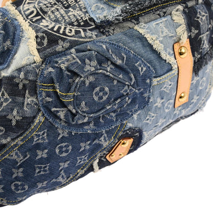 Louis Vuitton 2007 Blue Monogram Denim Patchwork Bowly Handbag M95376
