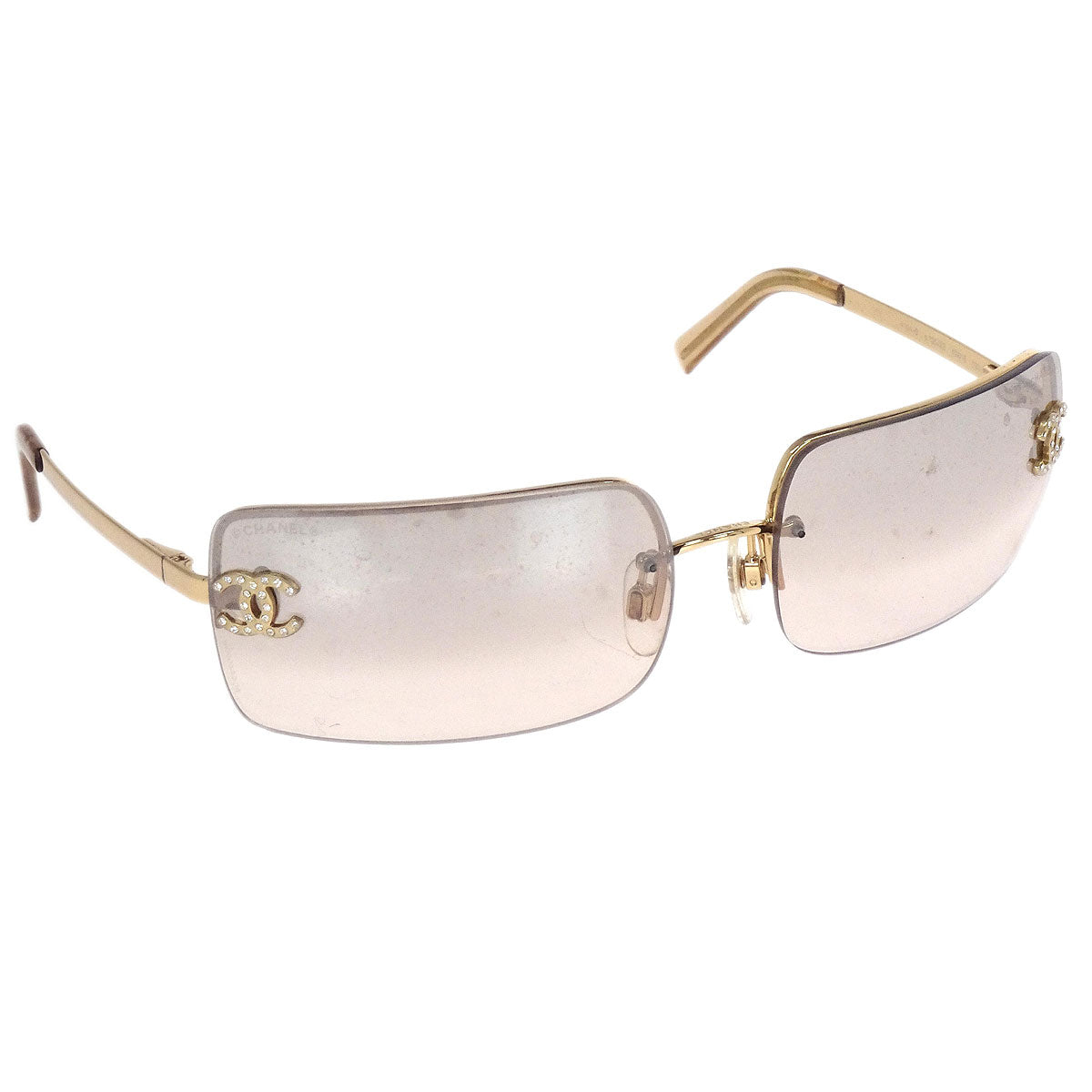 Chanel Sunglasses Eyewear Brown Rhinestone Small Good