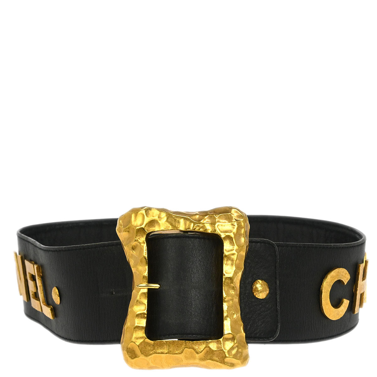 Chanel Belt Black Leather #70/28 93A Small Good