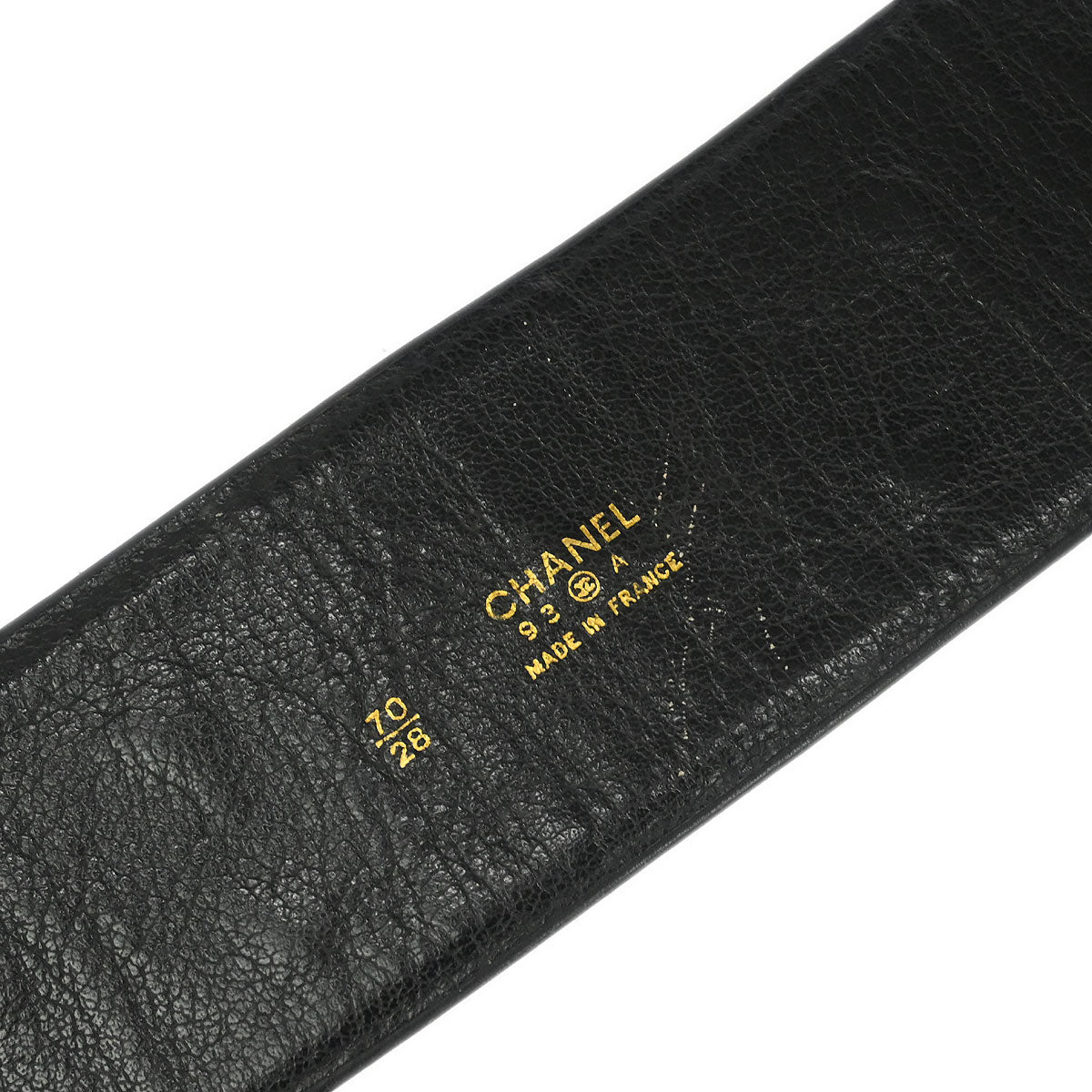 Chanel Belt Black Leather #70/28 93A Small Good