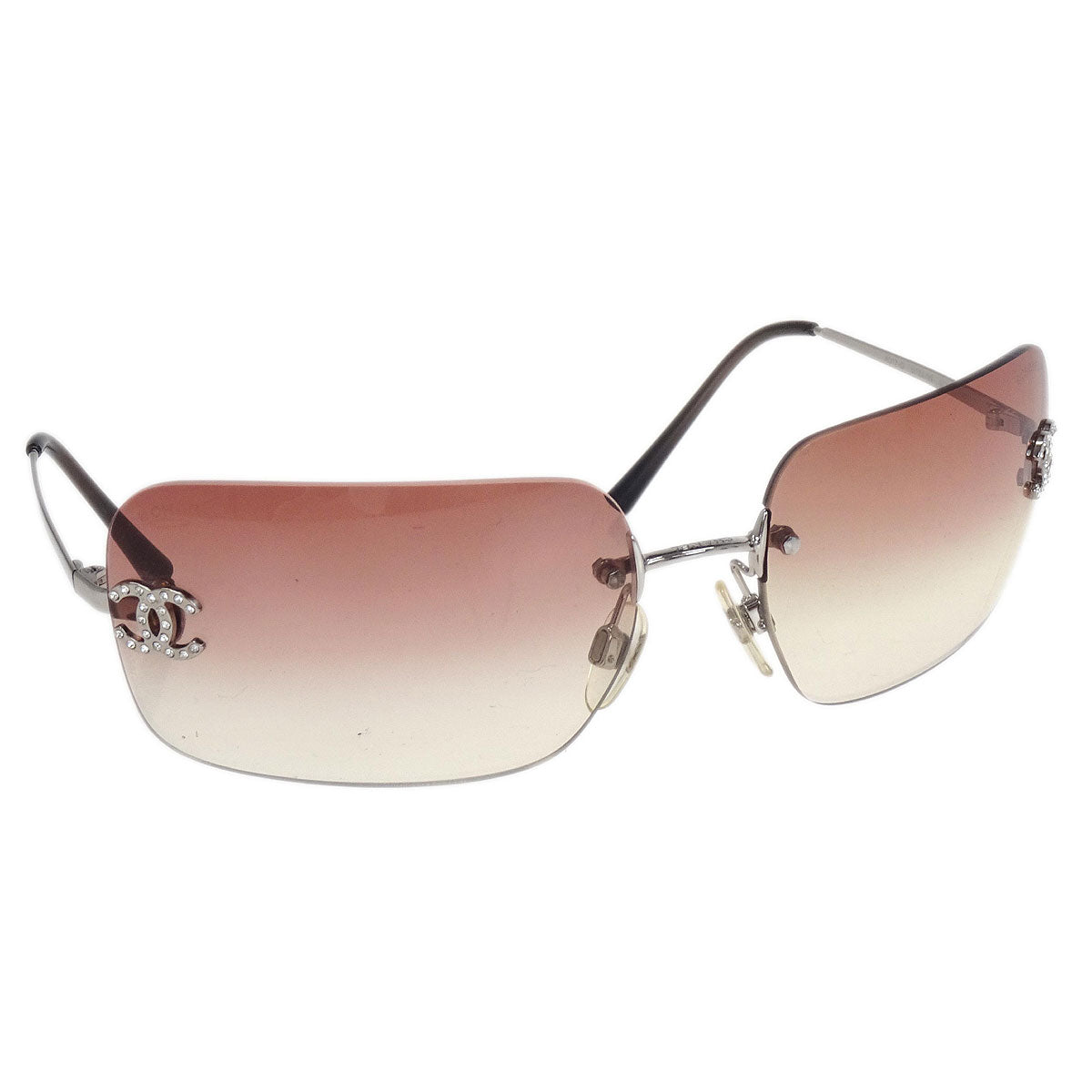 Chanel Sunglasses Eyewear Brown Rhinestone Small Good