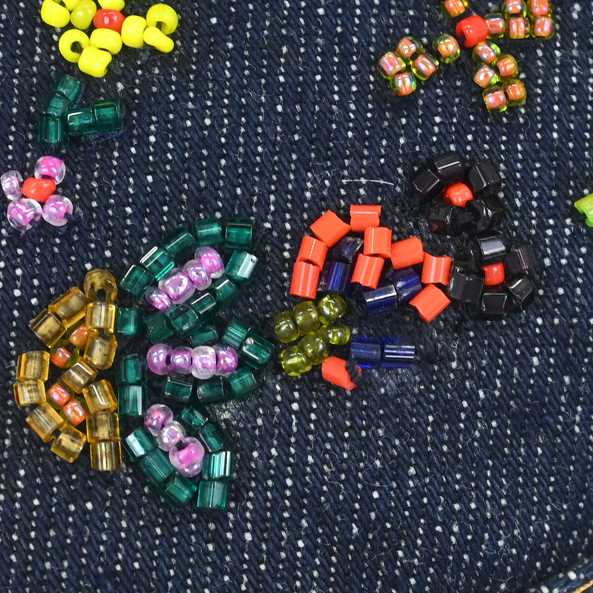 Fendi Navy Denim Beaded Baguette Handbag