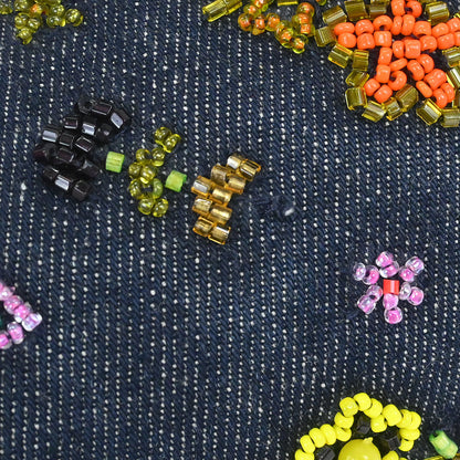 Fendi Navy Denim Beaded Baguette Handbag