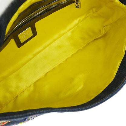 Fendi Navy Denim Beaded Baguette Handbag