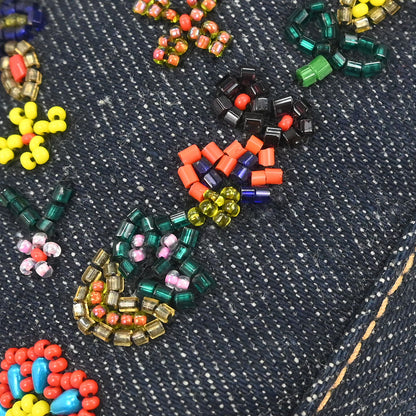 Fendi Navy Denim Beaded Baguette Handbag