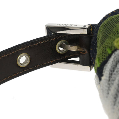 Fendi Navy Denim Floral Baguette Handbag