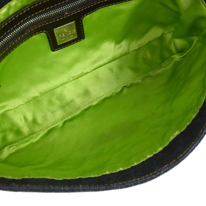 Fendi Navy Denim Floral Baguette Handbag