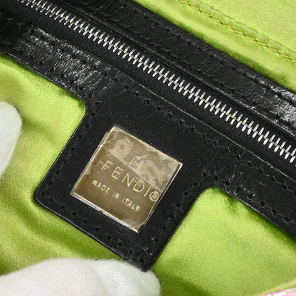 Fendi Black Cotton Beaded Embroidered Baguette Handbag