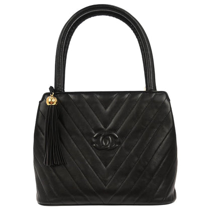 Chanel 1991-1994 Black Lambskin Chevron Handbag