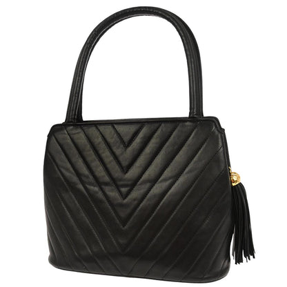Chanel 1991-1994 Black Lambskin Chevron Handbag