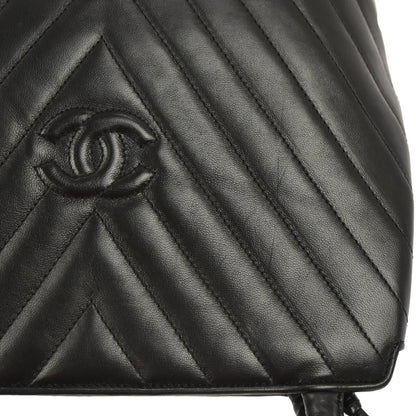 Chanel 1991-1994 Black Lambskin Chevron Handbag