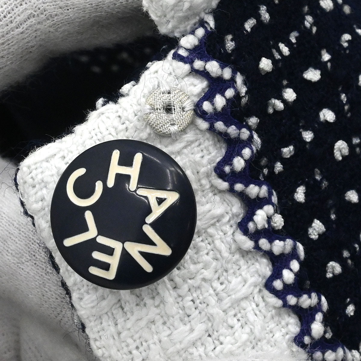 Chanel 1996 Setup Suit Jacket Skirt Tweed Navy  #38