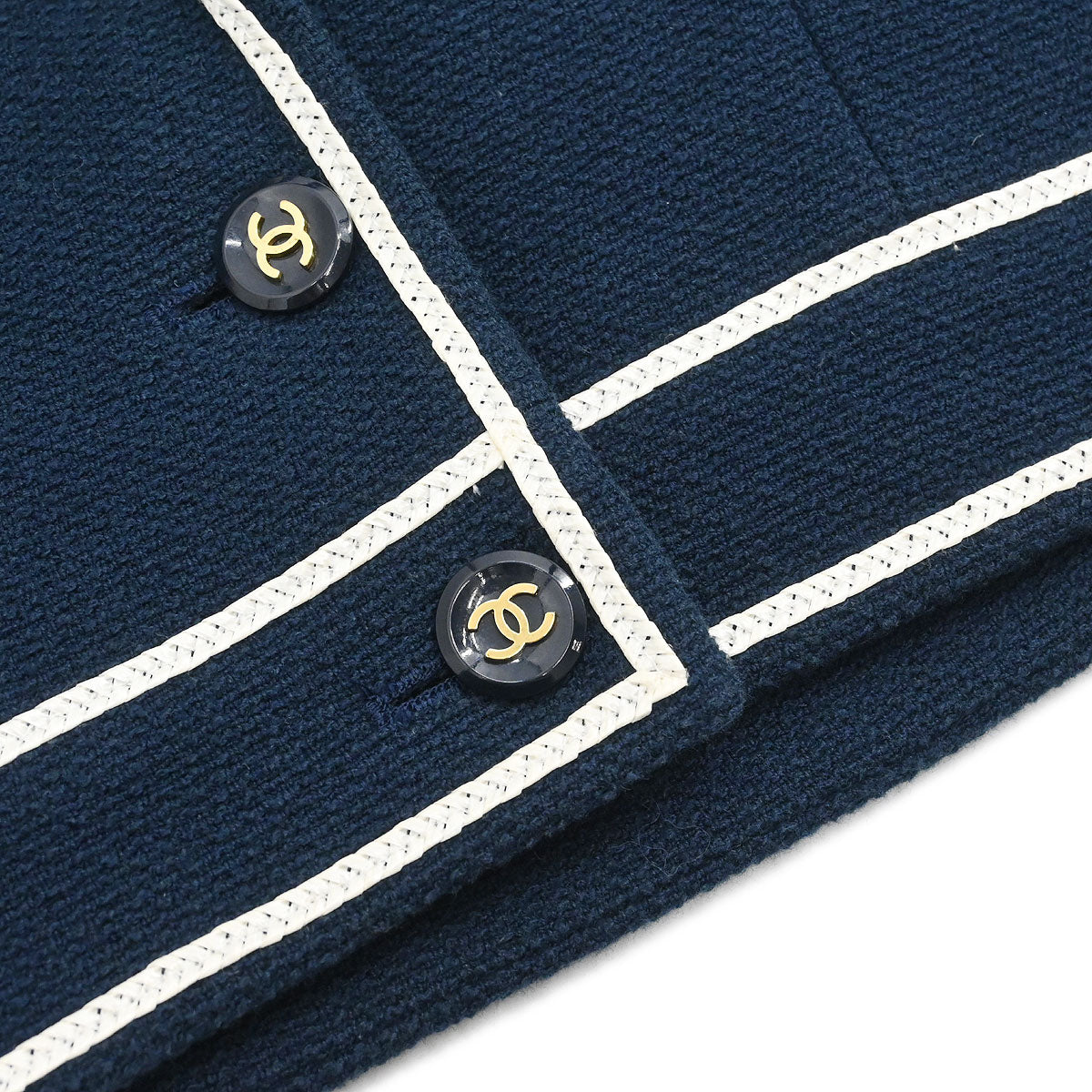 Chanel Single Breasted Jacket Navy #38