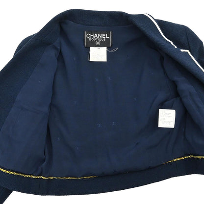 Chanel Single Breasted Jacket Navy #38