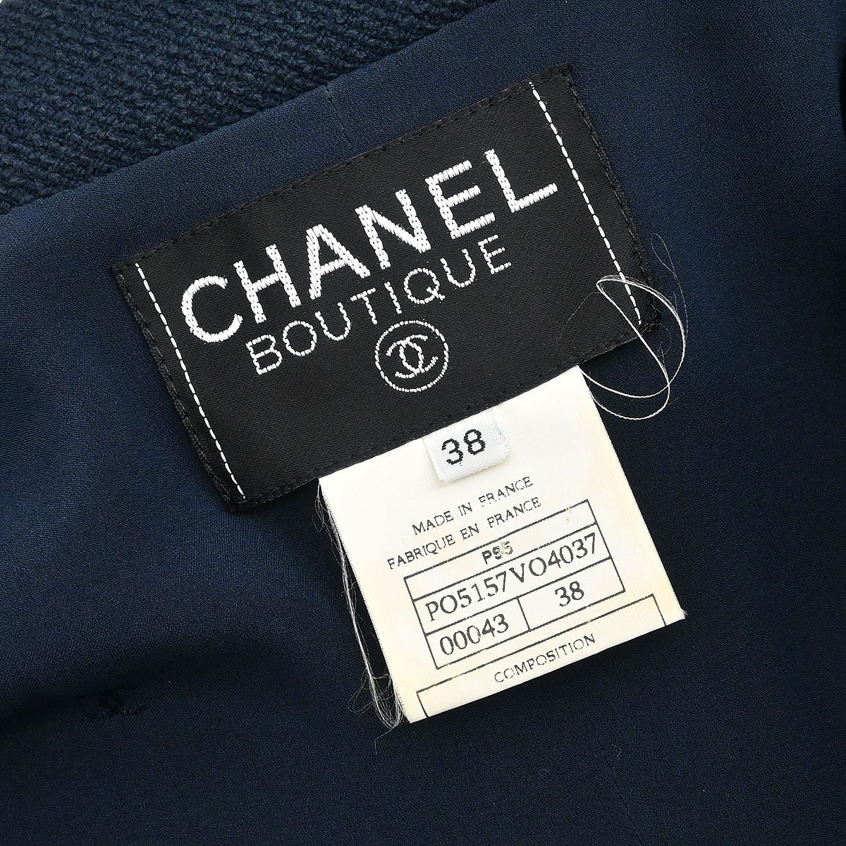 Chanel Single Breasted Jacket Navy #38