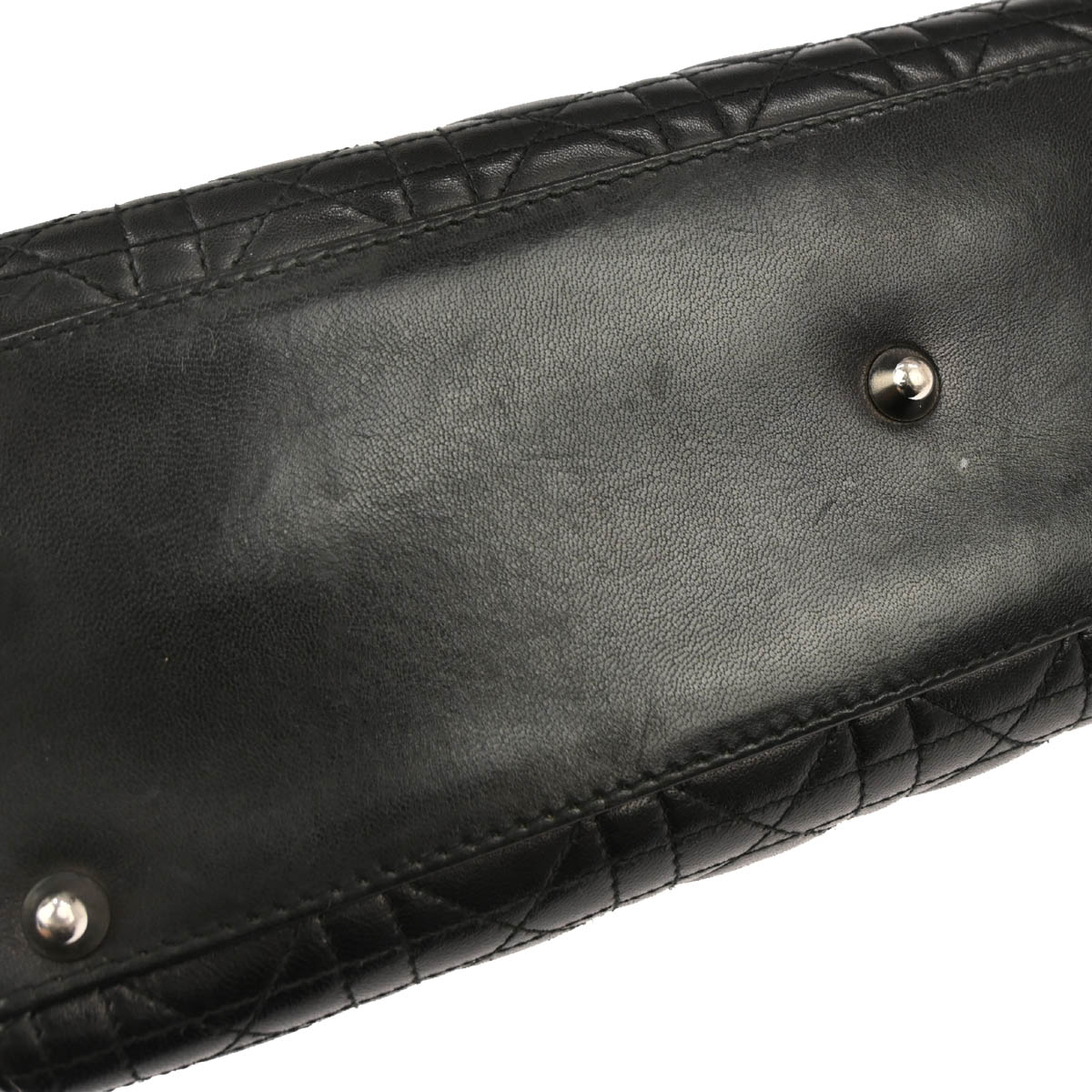 Christian Dior Black Lambskin Large Lady Dior Cannage Handbag