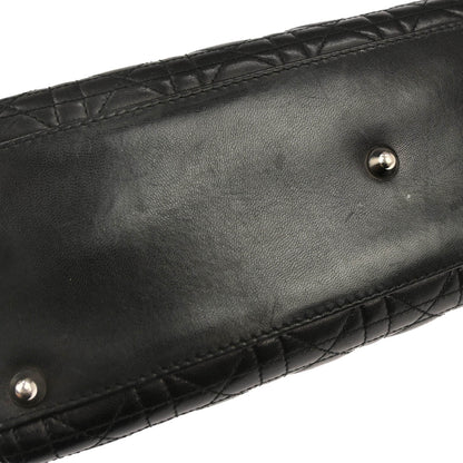 Christian Dior Black Lambskin Large Lady Dior Cannage Handbag