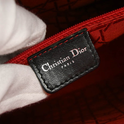Christian Dior Black Lambskin Large Lady Dior Cannage Handbag