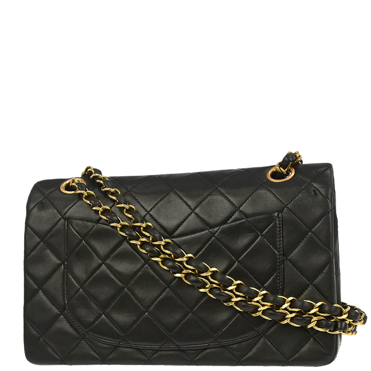 Chanel 1991-1994 Black Lambskin Small Classic Double Flap Shoulder Bag