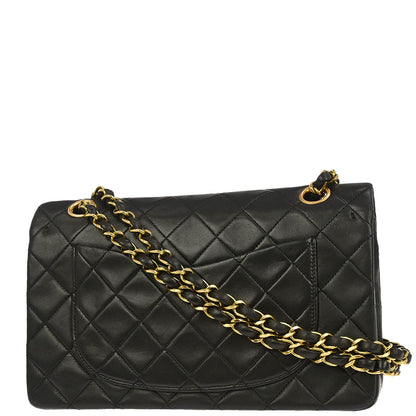 Chanel 1991-1994 Black Lambskin Small Classic Double Flap Shoulder Bag