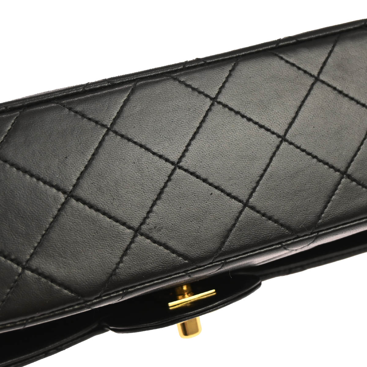 Chanel 1991-1994 Black Lambskin Small Classic Double Flap Shoulder Bag