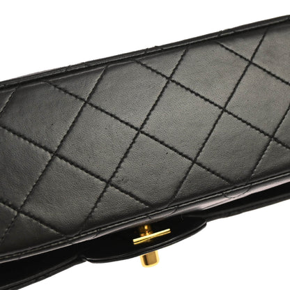 Chanel 1991-1994 Black Lambskin Small Classic Double Flap Shoulder Bag