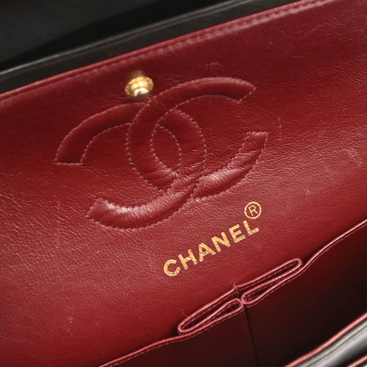 Chanel 1991-1994 Black Lambskin Small Classic Double Flap Shoulder Bag