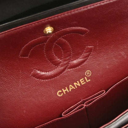 Chanel 1991-1994 Black Lambskin Small Classic Double Flap Shoulder Bag