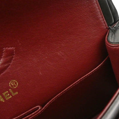 Chanel 1991-1994 Black Lambskin Small Classic Double Flap Shoulder Bag