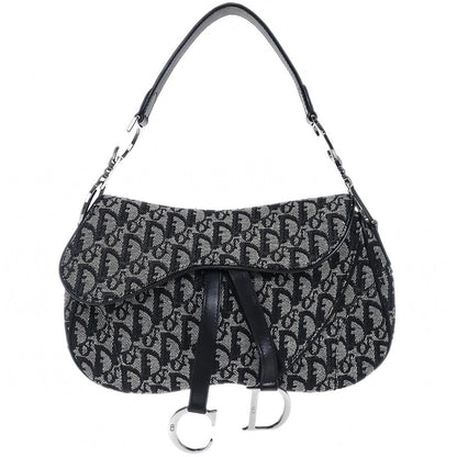 Christian Dior 2002 Black Trotter Double Saddle Handbag