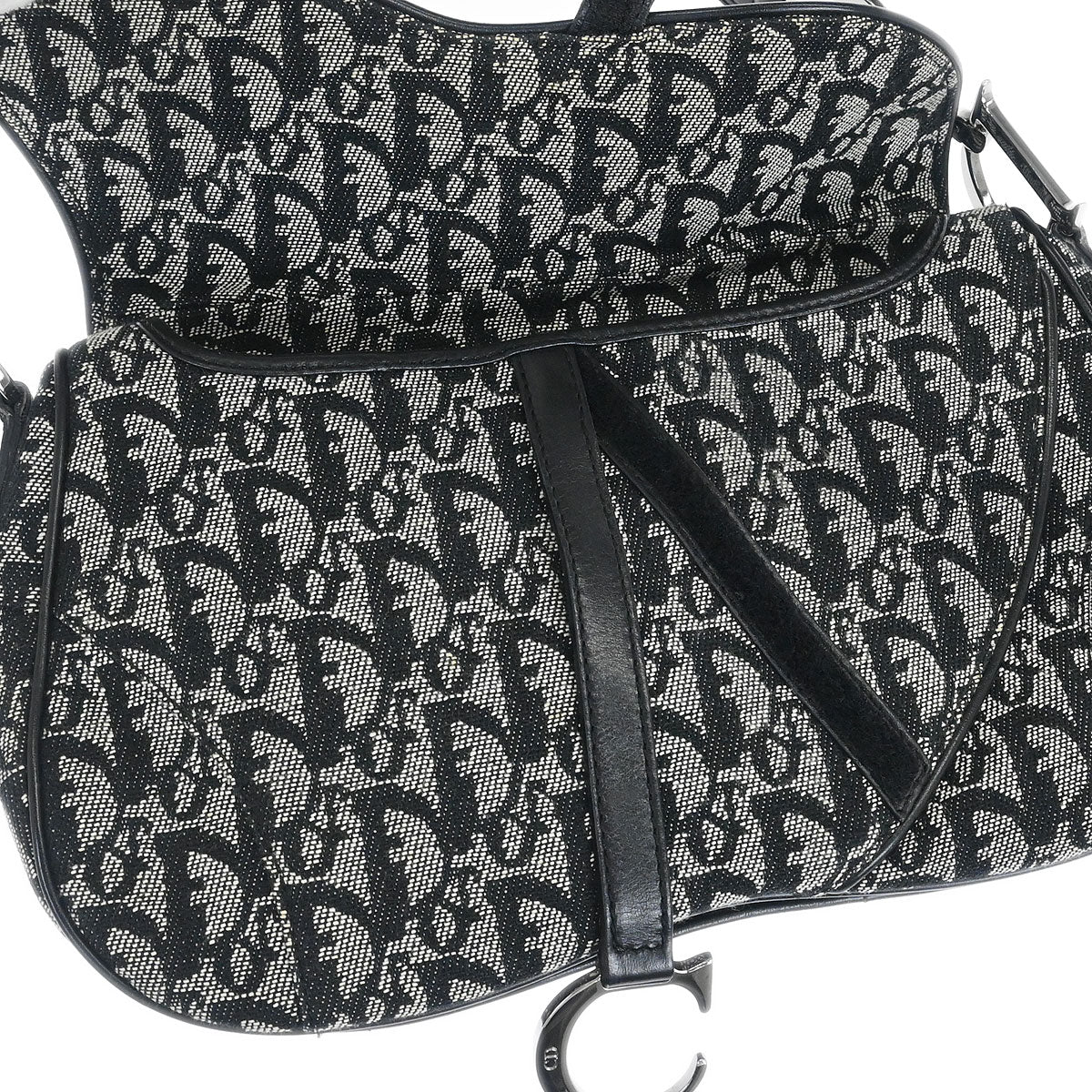 Christian Dior 2002 Black Trotter Double Saddle Handbag