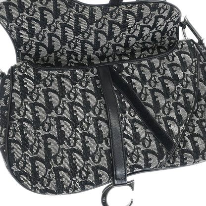 Christian Dior 2002 Black Trotter Double Saddle Handbag