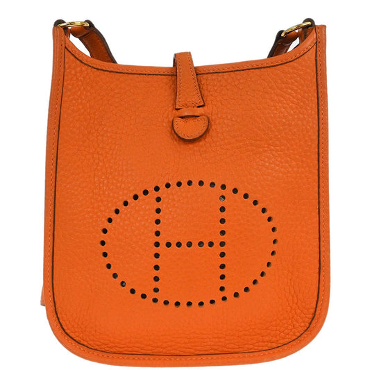 Hermes Orange Taurillon Clemence Evelyne TPM Shoulder Bag