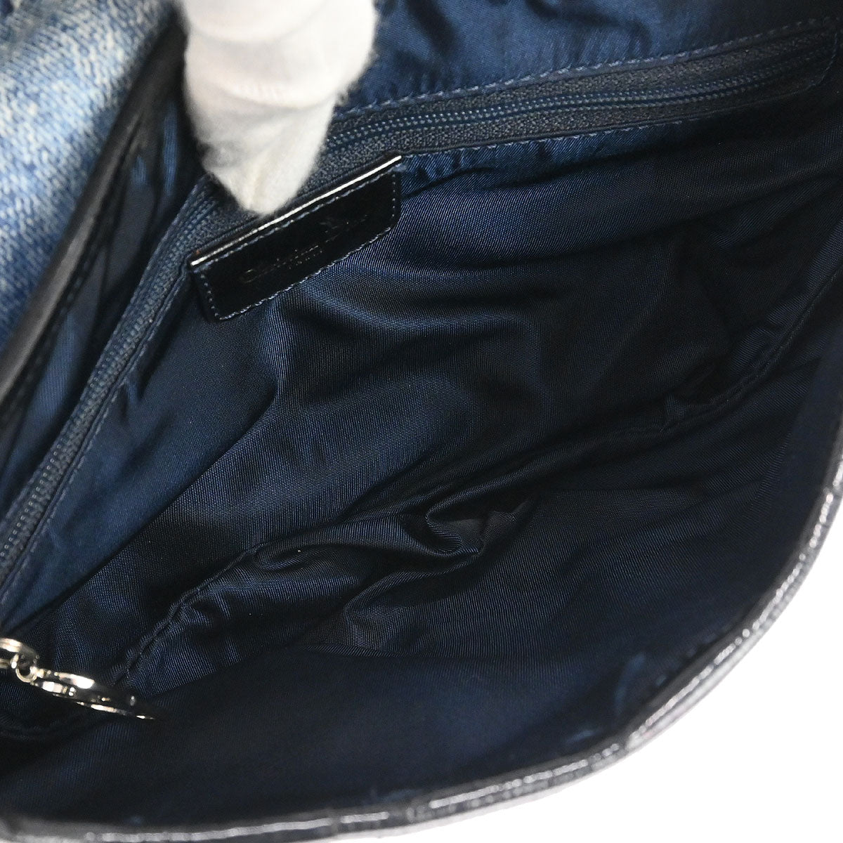Christian Dior Blue Canvas Denim Print Double Saddle Handbag