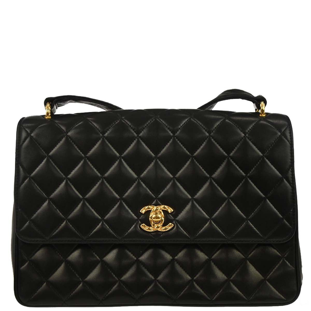 Chanel 1991-1994 Black Lambskin Shoulder Bag