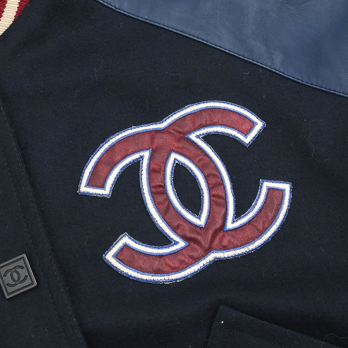 Chanel 2004 Sport Line Spring Letterman Bomber Jacket Navy #36