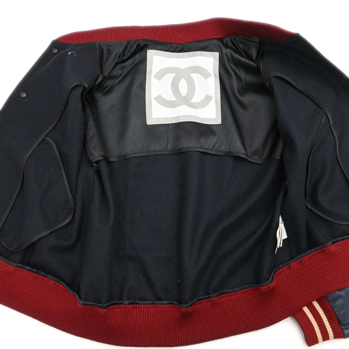 Chanel 2004 Sport Line Spring Letterman Bomber Jacket Navy #36