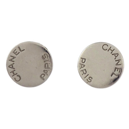 Chanel Button Pierced Earrings Silver 98P
