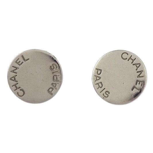 Chanel Button Pierced Earrings Silver 98P