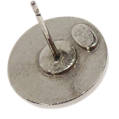 Chanel Button Pierced Earrings Silver 98P