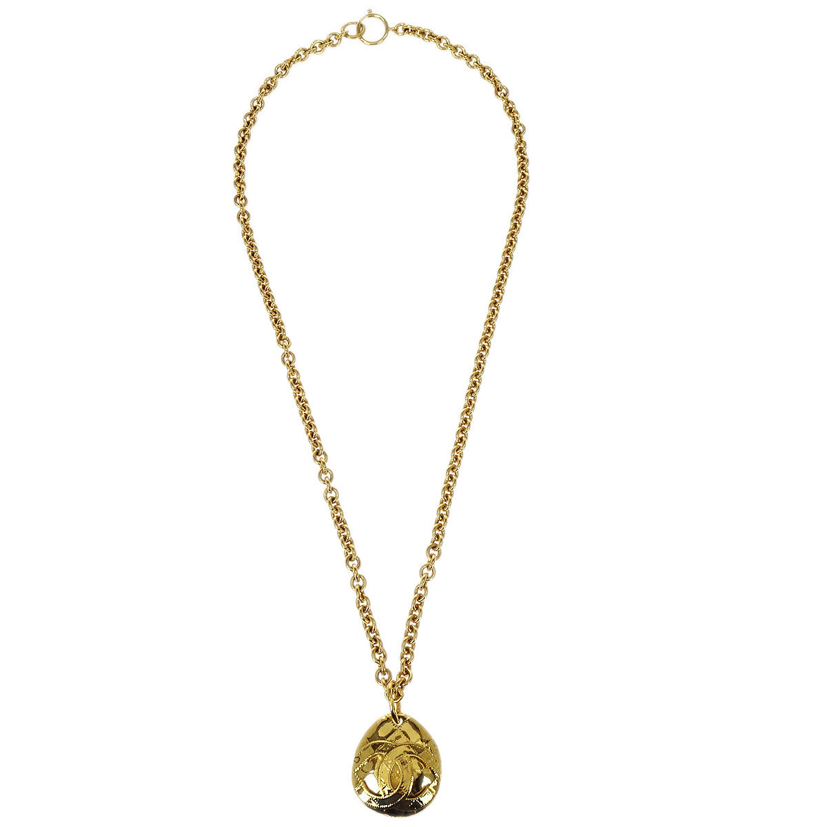 Chanel Teardrop Gold Chain Pendant Necklace 94P
