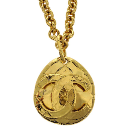 Chanel Teardrop Gold Chain Pendant Necklace 94P