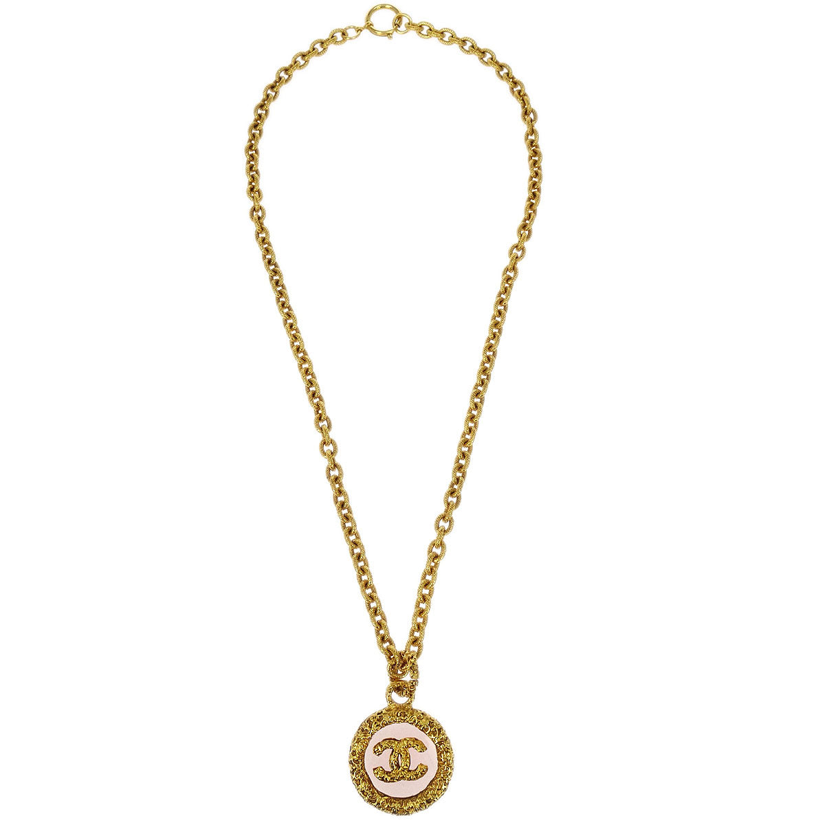 Chanel Gold Medallion CC Chain Pendant Necklace 93A